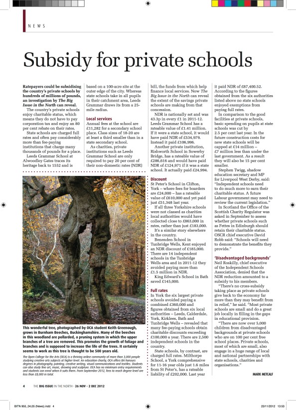 Old Beech Burnham Beeches by Keith Greenough in the Big Issue of the North