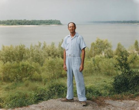 A man on the banks of the Mississippi, Baton Rouge, Louisiana August 1985