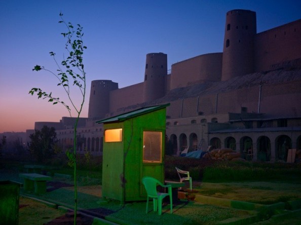 A security guard's booth at the newly restored Ikhtyaruddin citadel, Herat  Burke and Norfolk (copyright Simon Norfolk)
